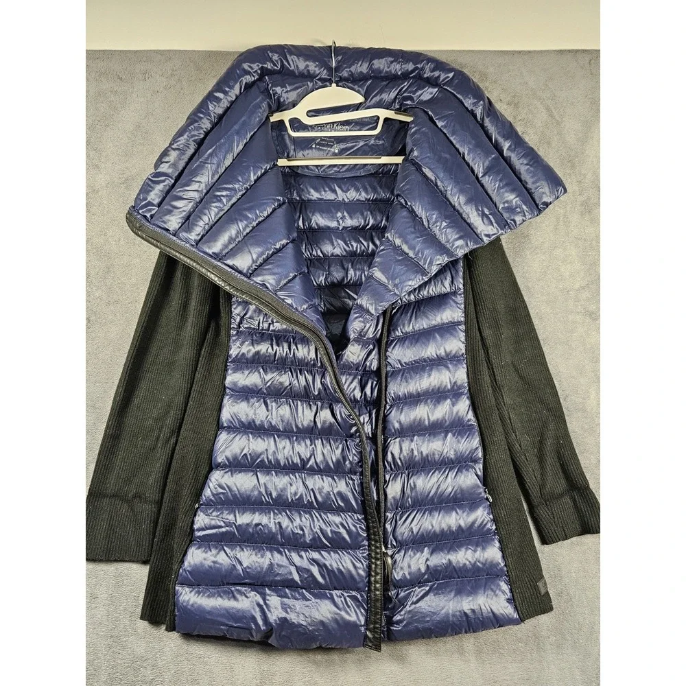 Calvin‎ Klein Performance Womens Small Navy Hybrid Puffer Duck Down Jacket Coat